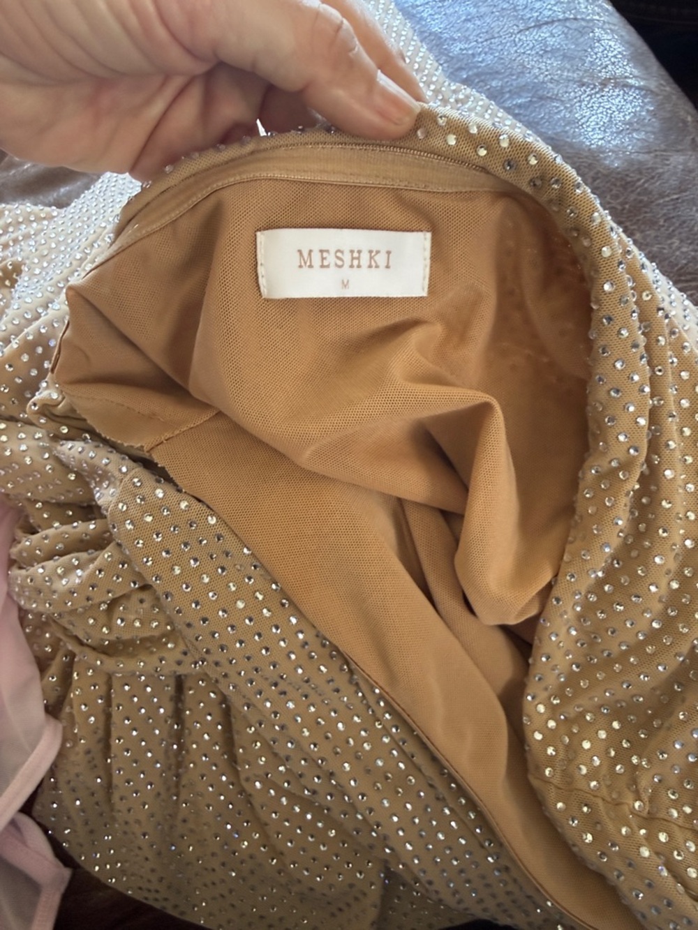 Off Shoulder Diamanté Maxi - Nude rhinestone size  medium  Marcel dress - Picture 16 of 16